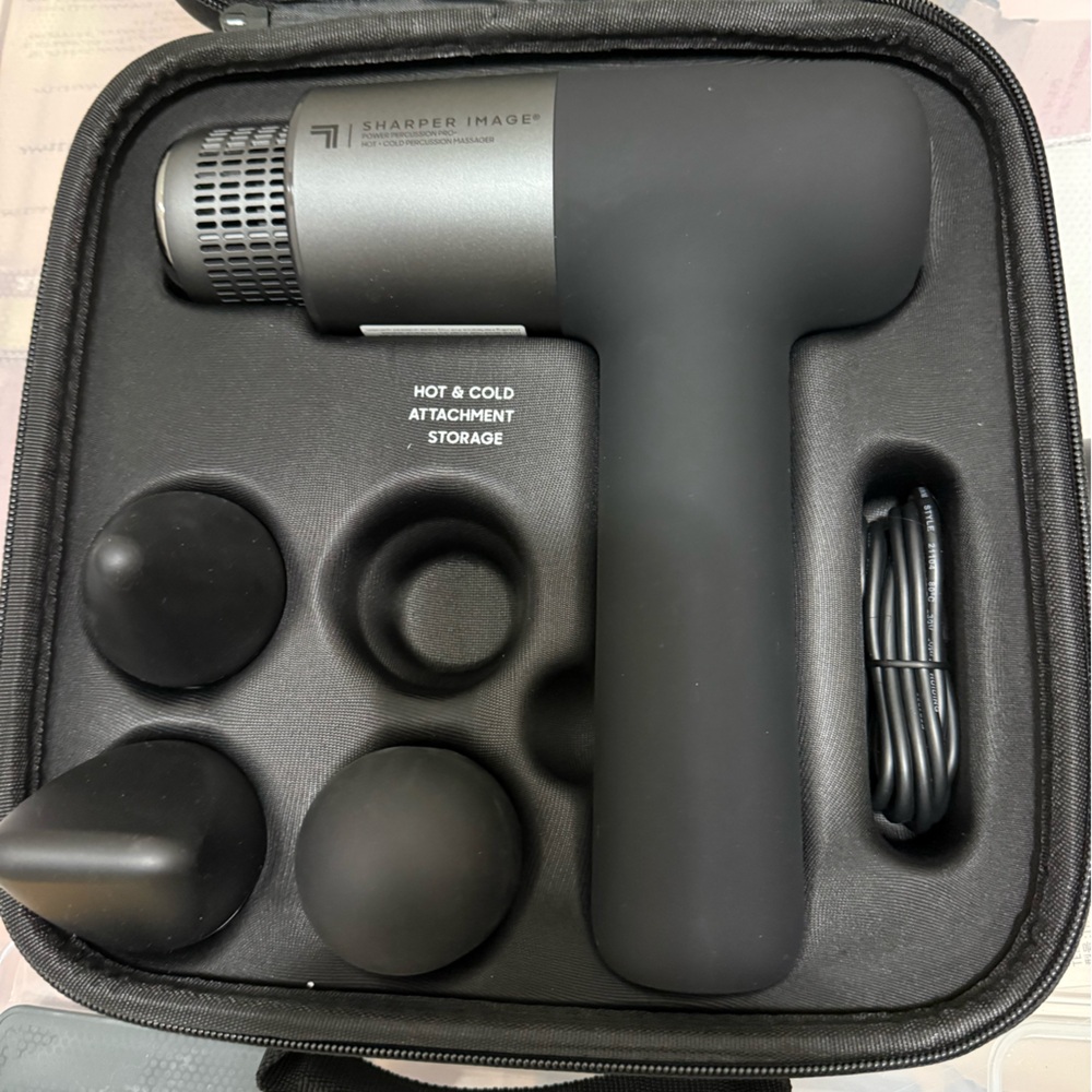 Sharper Image Black Power Percussion Pro+ Massage Gun with Case